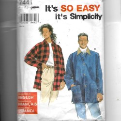 7441 SIMPLICITY UNISEX MR & MS 4 BUTTON COLLAR JACKET PATTERN XS-XL UNCUT